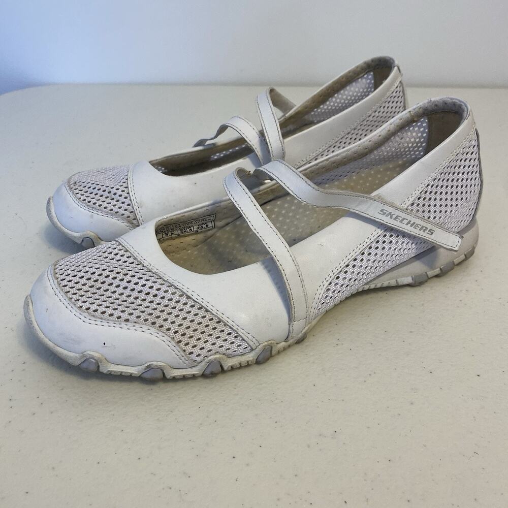 SKECHERS Sport Sassies Shoes Women 8.5 White Mesh OneStrap Mary Jane Comfort Y2K - Picture 2 of 7